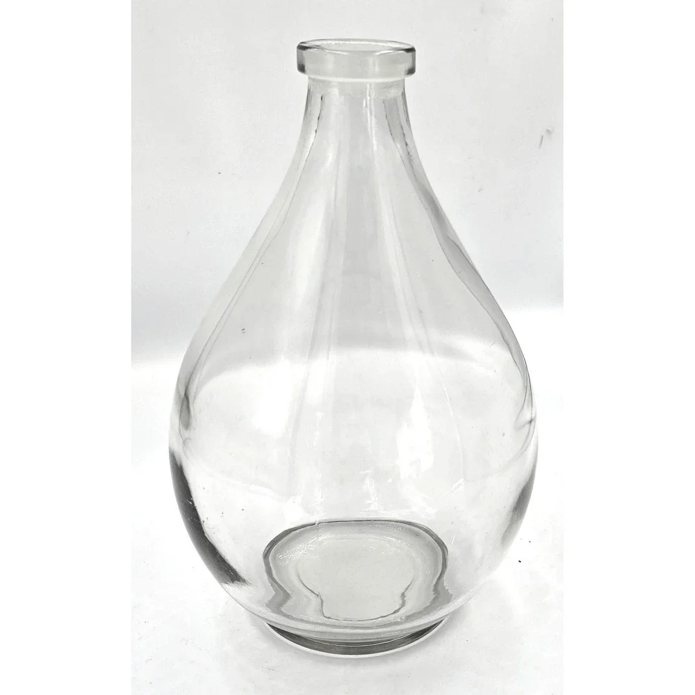 Early American Hand Blown Clear Glass Teardrop Heavy Decanter Vase Bottle   10